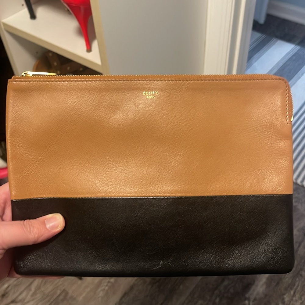 Celine Solo Bicolor Leather Clutch - Picture 11 of 13